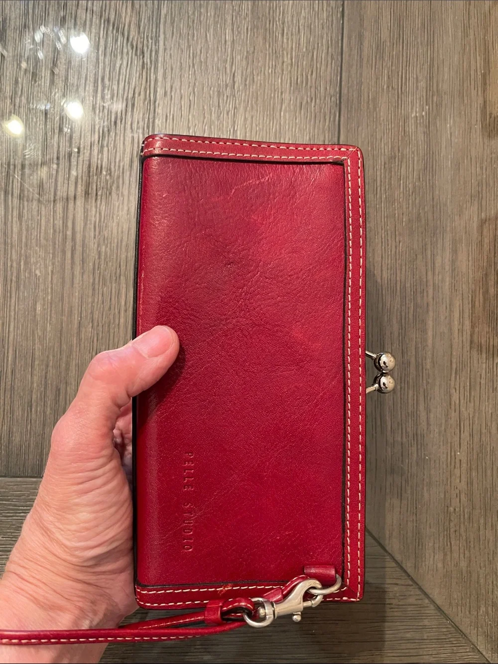 Pelle Studio - Wilson Leather Red Kiss Lock Clutch - Wristet - Wallet